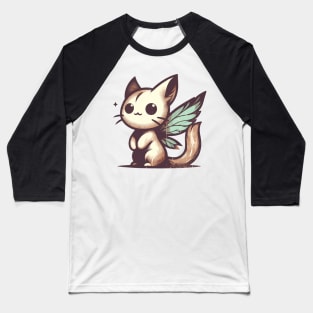 Retro Vintage Kawaii Magical Fairy Cat Baseball T-Shirt